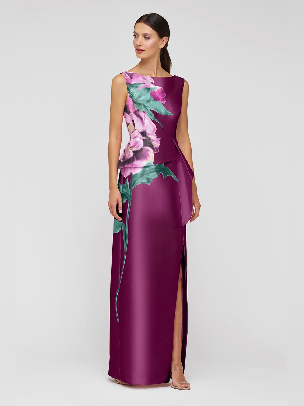 Kay Unger Luciana Column Gown Mulberry - Picture 2 of 9